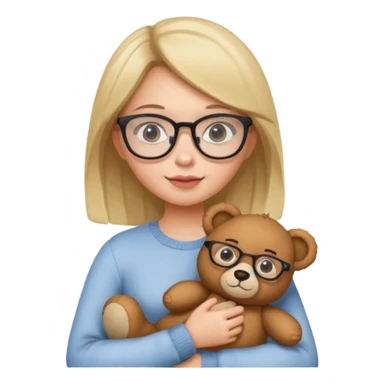 girl wearing glasses and teddy  sticker