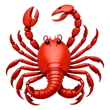 A 3D cartoon Scorpio zodiac sign in red, glossy texture, simple background, Memoji-style rendering. sticker