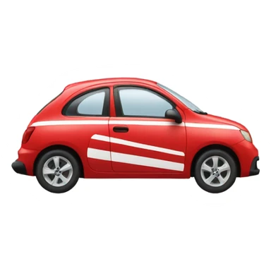 a red car with black and white stri sticker