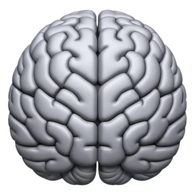 emoji icon of a brain with details of the brain structure and in detailed 3d rendring sticker