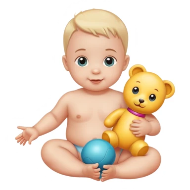 friendly and fun baby crawling with a toy nearby sticker