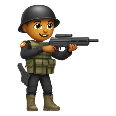 Kid soldier with nerf gun sticker