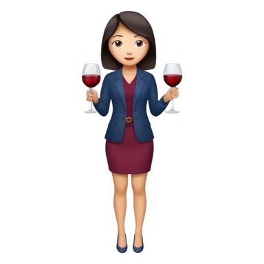 Full body nude very beautiful asian young woman, very beautiful face, holding wine sticker