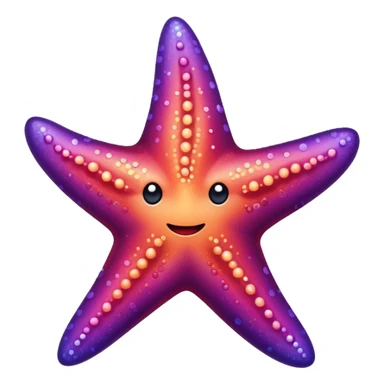 color gradient between red and purple glitter cute starfish sticker