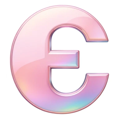 Iridescent pastel pink Font setting icon with letter E.  sticker