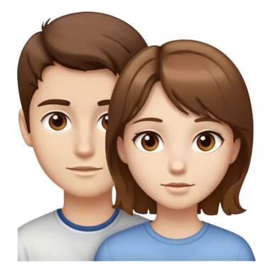 Brown hair brown eye girl with blue eye light hair boy sticker
