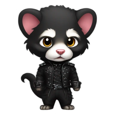 Red ferret wearing black gothic heavy metal clothing sticker