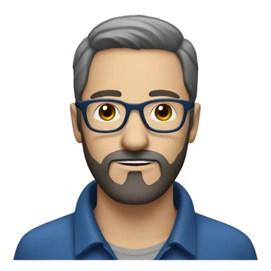 white man with short, dark beard and blue glasses sticker