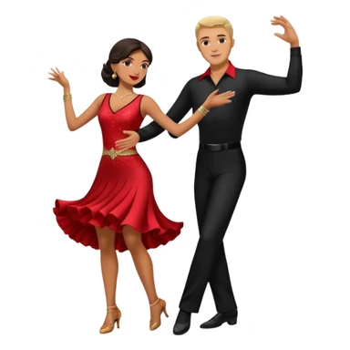 Dancesport professional latin couple dancing the rumba, the women is in skinny short sparkly dress, the man is in black shirt and black classic pants  sticker