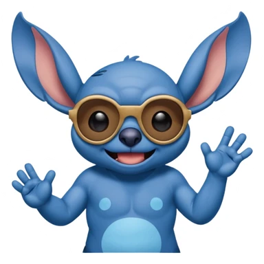 Stitch walking on the beach and saying hello sticker
