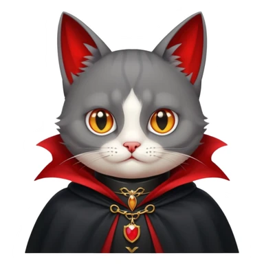{
      "type": "object",
      "look": "cat in red collar cloak",
      "description": "a cute vampire cat wearing a red collar cloak"
    } sticker
