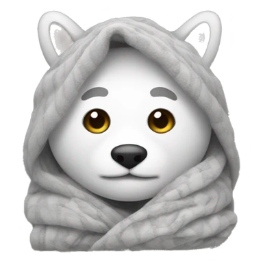 white with gray cozy blanket  sticker