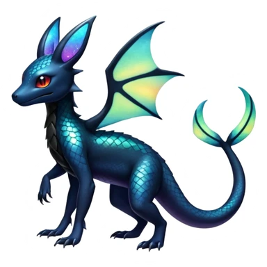 Colorful Iridescent Exotic Salandit-Aurorus-Umbreon-Fakémon-hybrid-creature (full body)  sticker