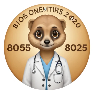 Suricate médecin avec écris "805" et "promo 2025-2030" avec un cercle rond au fnd sticker
