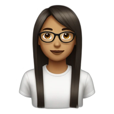 girl with bro2n straight hair and black round glasses sticker