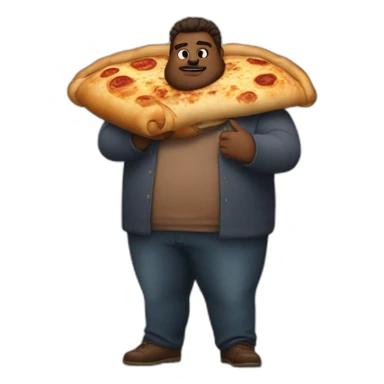 Thick man with a calzone sticker