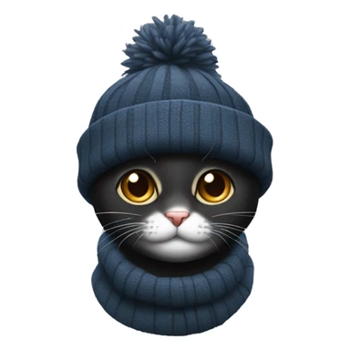 Gato Negro Con gorro de invierno sticker