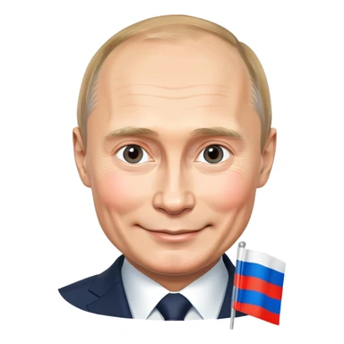 Putin smiling with Russian flag sticker