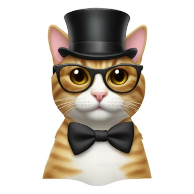 Cat with top hat with sunglasses sticker