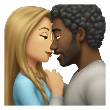 Black man kissing brunette long hair woman sticker