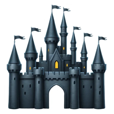 iOS emoji, minimal dark fantasy, black castle silhouette, flat sticker
