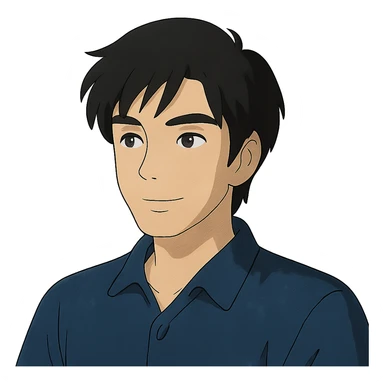 ghibli style portrait of a black haired handsome Chinese man sticker