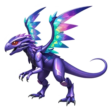 Shiny Sparkly Nebula Futuristic Fakemon-Pokemon-Digimon-Spectrobes-Raptor-fusion, full body sticker