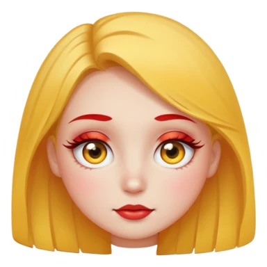 Shy pretty red cheeks blushing kong lashes sparkle yellow round  sticker