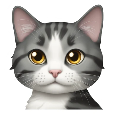 longhair tuxedo cat with a shorthair grey tabby sticker