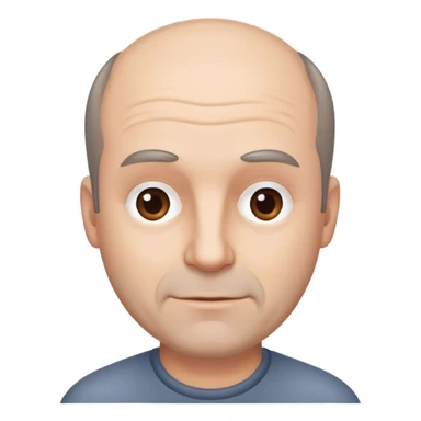 balding 45 year old man with brown/grey  sticker