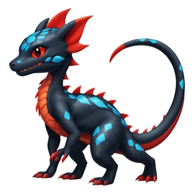 Shiny Salandit-Umbreon-Charmeleon-Fakémon-hybrid-creature (full body)  sticker