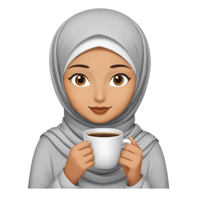 a hijab woman drinks a cup of coffee sticker
