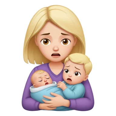 mulher enervada com bebé ao colo sticker