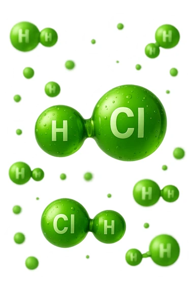 molecole chimiche verde acido fluttuano in aria, iperrealistiche 4k sticker