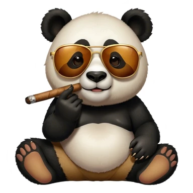 Panda sitting down smoking a cigar with sunglasses on sticker