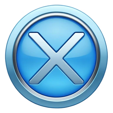 Blue X sign with round border sticker
