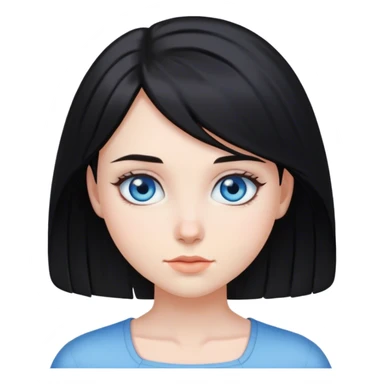 Girl with black medium length hair and blue eyes sticker