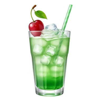 Japanese cream soda on a glass with ice cherry on top sticker