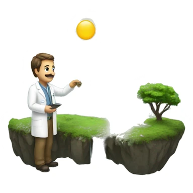 nature landscape where a scientist making measuremens sticker