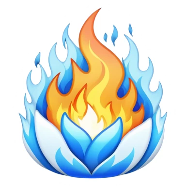 Blue and white fire emoji without any other aditional colur sticker
