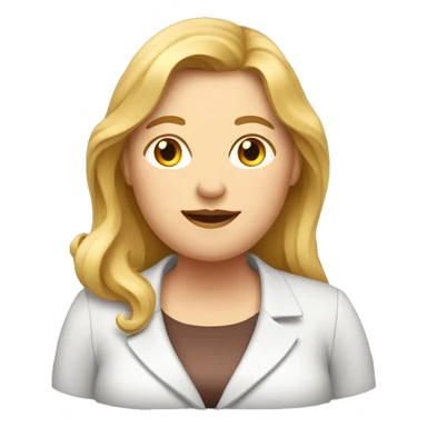 Obesity. A middle-aged woman with golden long hair, dressed in professional attire. sticker