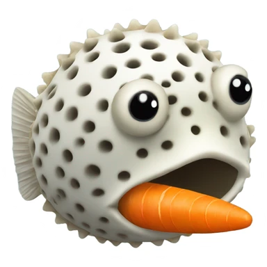 pufferfish eating a carrot sticker