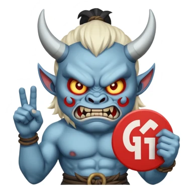 oni character holding a GG sign sticker