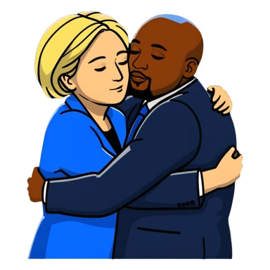 Marine le Pen hugging a black man sticker