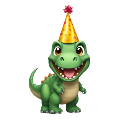 dinossaur with a birthday hat sticker