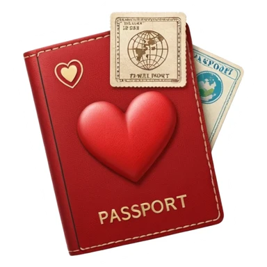 passport themed heart sticker