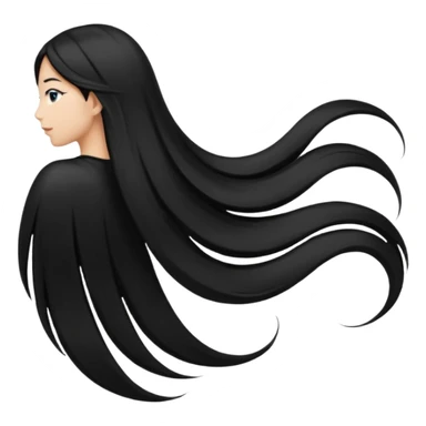 back view of long black hair sticker