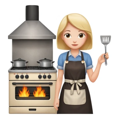 girl and stove sticker