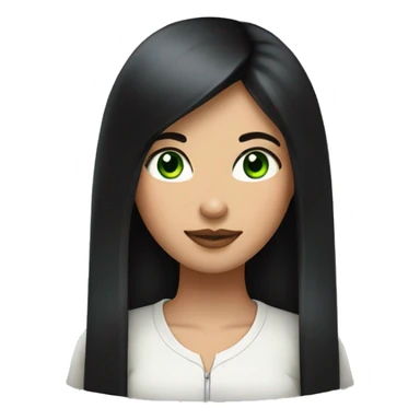 a girl with straight black hair, green eyes, plump lips, fair skin and a mole on her forehead on the left side sticker