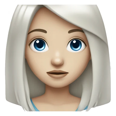 A girl with long dark brown hair, fringe, blue eyes and pale skin sticker